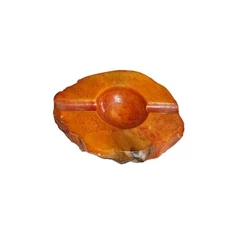 Ashtray Stone Genuine ORANGE Alabaster Made Italy MCM Mid Centry Modern Vintage