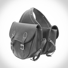 Coppia Borse laterali bisacce nere pelle moto custom morbide regolabili