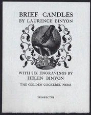Brief Candles Golden Cockerel Press Prospectus by Laurence & Helen Binyon 1938