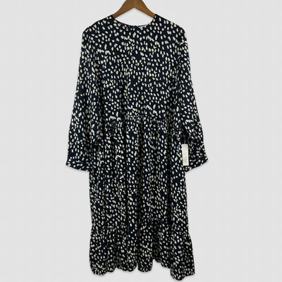 Never Fully Dressed NWT Womens Size 18 Dress Navy White Dot Midi Long Sleeve