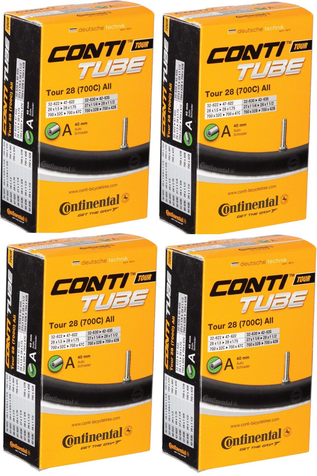 2 OR 4 PACK | Continental Inner Tubes - 700 x 32 - 47mm | 40mm Schrader Valve