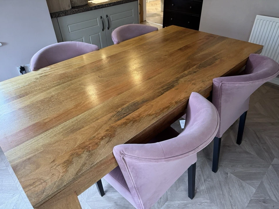 6-Seater Solid Mango Wood Dining Room Table & 4 Chairs - Image 2 of 4