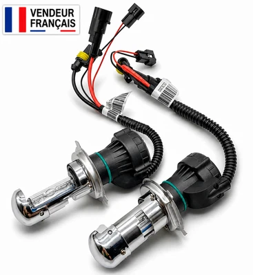 2x Ampoules xenon h4 bi-xenon 55W 10000K sans relais Auto moto 12V - Photo 1/2