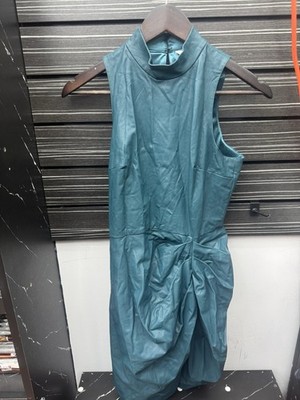 Amanda Uprichard Wade Dress in Pine Small New Womens Vegan Faux Leather