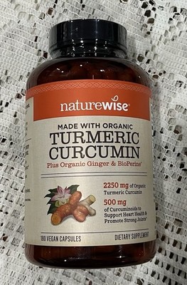 NatureWise Curcumin Turmeric 2250mg Curcuminoids BioPerine *180 CAPS 12/27
