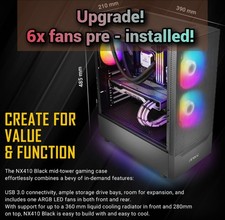 Upgraded Antec NX410 Mid-Tower ATX PC Case - Custom 6-Fan Cooling ARGB