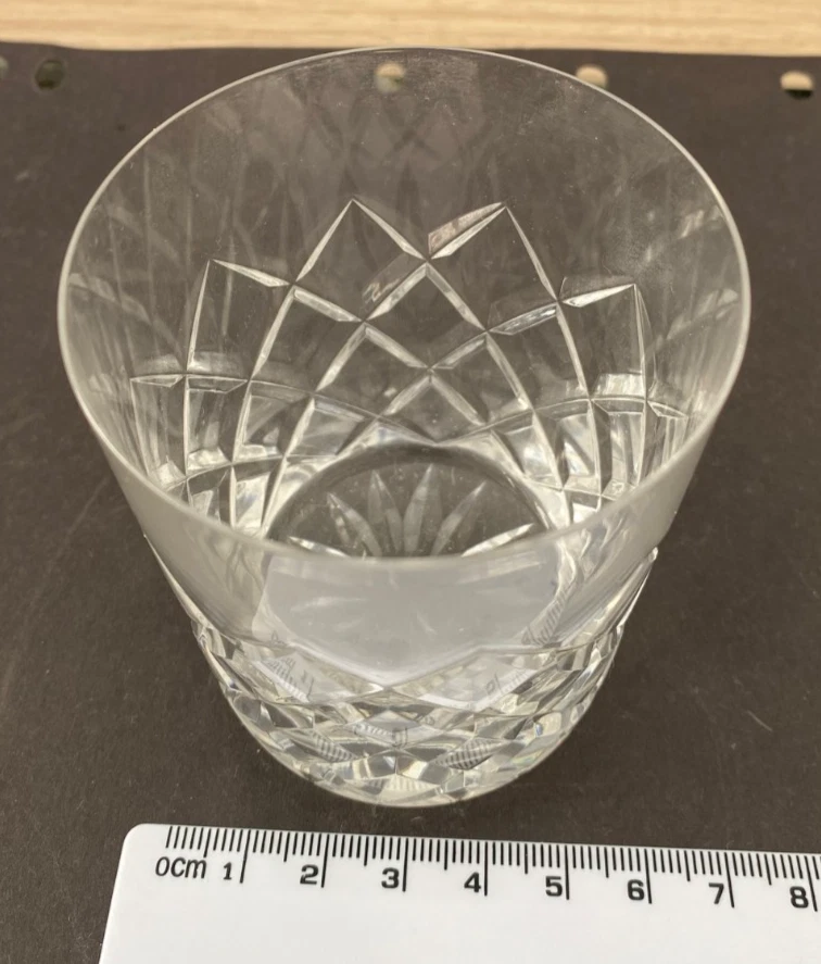 Vintage 5 X Classic Clear Cut-Crystal Diamond Cross-Hatch Old Fashioned Tumblers