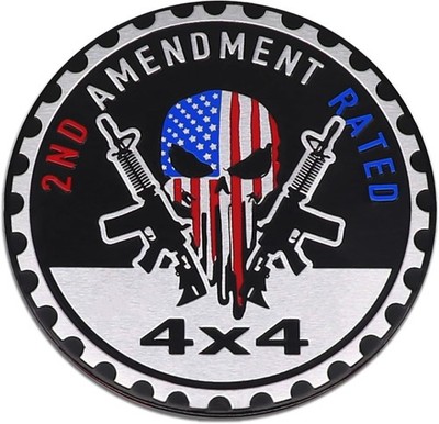 4x4 3D Metal Car Badge Emblem Decal, Universal Round Exte Color: 2ND Amendment