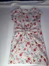 Honeys Floral Tie Waist Dress Cottagecore Tea Dress Pink Blue size s/m