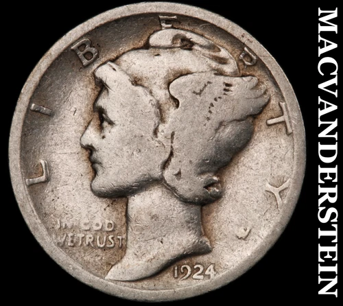 1924-D Mercury Dime- Silver- Scarce Better Date No Reserve #J4729