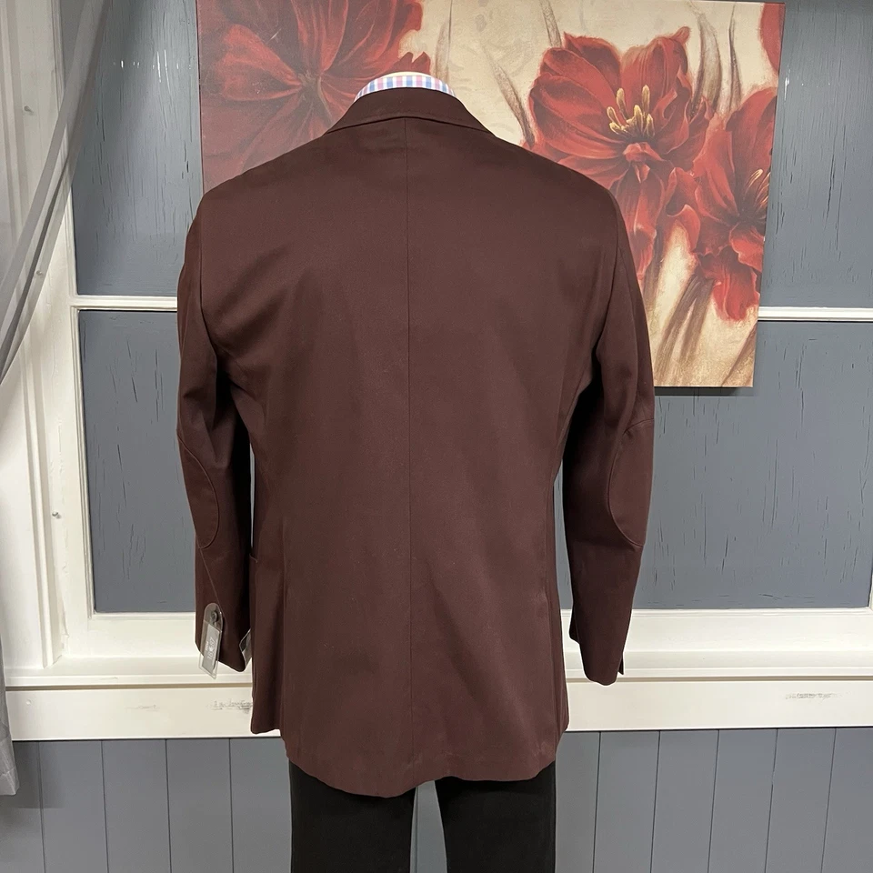 Chaqueta Blazer Hart Schaffner Marx Abrigo Deportivo Para Hombre 44R Rojo Profundo Sarga Algodón Foto 3 de 4