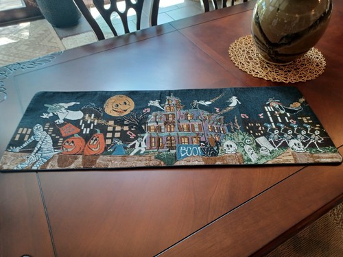 vintage tapestry halloween table runner 36x13
