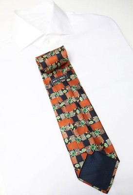UNBRANDED Krawatte Herren in einer Größe orange kariert floral reine Seide spitz