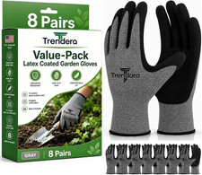 8 Pairs Gardening Gloves for Women Men, Latex Coated Work Gloves with Grip, Brea