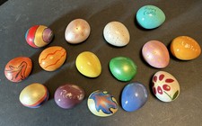 15 Vtg Ceramic Easter Eggs Small 1.5   Glazed Or Painted Hobbyist Pieces