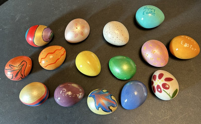 15 Vtg Ceramic Easter Eggs Small 1.5   Glazed Or Painted Hobbyist Pieces