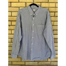 Uniqlo Mens Blue White Striped Button Down Long Sleeve Shirt Dress Shirt XL
