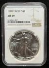 NGC MS69 1988 Uncirculated American Silver Eagle One Dollar S$1 Coin - 007