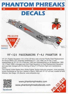PPD32010 1:32 Phantom Phreaks Decals - F-4J Phantom II VF-121 Pacemakers