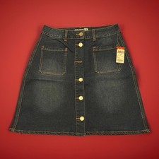 NWT Route 66 Womens Denim Skirt Button Front Dark Wash 26" WAIST Short Skirt