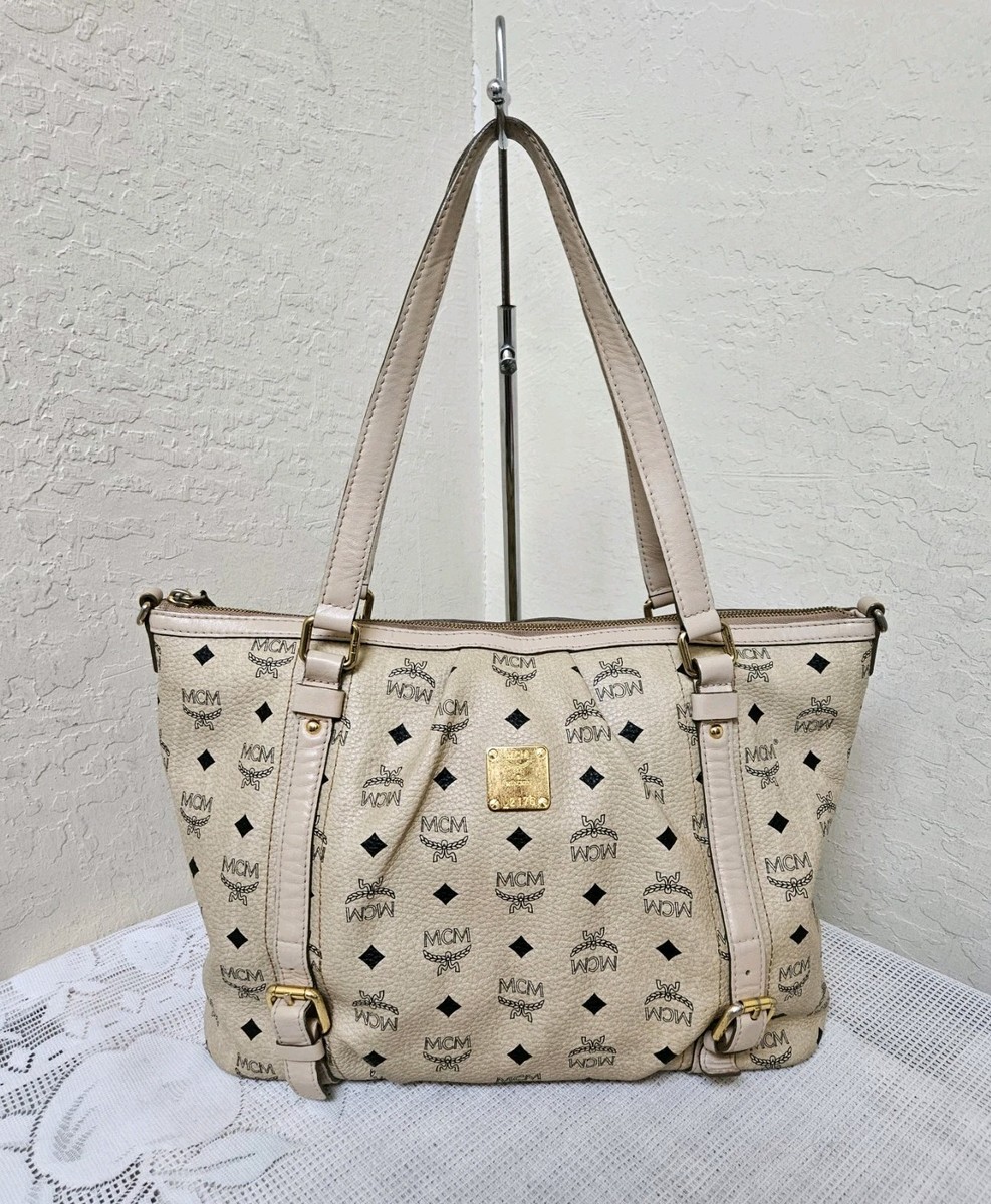 MCM クリーム色 ハンドバッグ MCM Cream Top Zip No Long Strap Shoulder Tote Bag | eBay