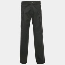 Yves Saint Laurent Rive Gauche Black Gabardine Straight Fit Pants XXL Waist 33