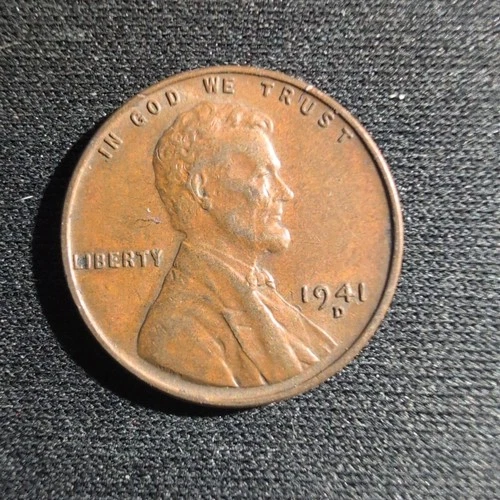 1941-D Wheat Penny Cent Fine or better (F or better) Condition - Single Coin