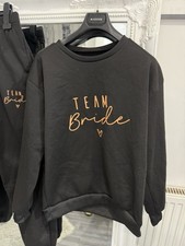 Black Team Bride Tracksuit Hen Do , Bridal Size Medium Joggers  Jumper