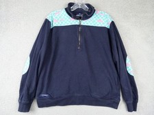 Simply Southern Womens Medium Blue Multicolor Geometric Quarter Zip Pullover