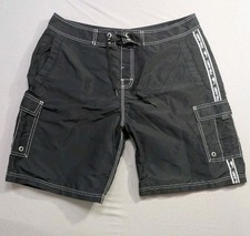 PELAGIC Mens 32 Board Shorts Trunks Black 201 Blackfin Fishing Swim Nylon Surf
