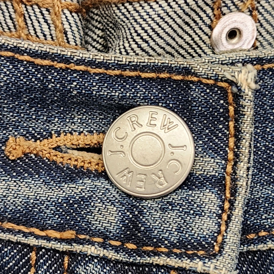 Pantalones de mezclilla vintage años 90 J.Crew para mujer 10 botones azules dobladillo crudo pierna ancha recortados algodón Foto 2 de 4