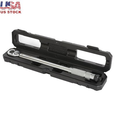 3/8 Inch Torque Wrench Click 15-80 ft-lbs Chrome Plated Ergonomic Handle Case US