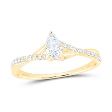 14k Yellow Gold 3/8CTW-DIA ANA M 1/3CT-CPEAR ENGAGEMENT RING CERT