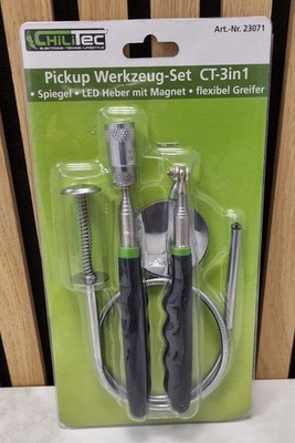 ChiliTec 3in1 Pickup Werkzeug Set LED Magnetheber Spiegel Krallengreifer CT-3in1