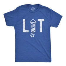 Mens Lit Firework T Shirt Funny 4th of July Parade Firecracker Graphic Novelty