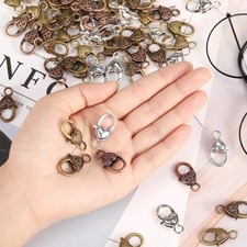 4 Large Lobster Clasps Bronze Silver Assorted Lot Findings Jewelry Making 27mm