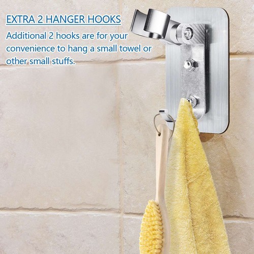 Adjustable 2X Handheld Shower Head Hooks Holder Wall Mount Bracket Self-adhesive - Picture 9 of 12