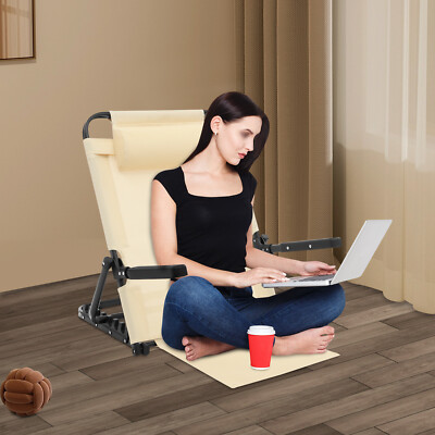 Portable Lifting Bed Backrest, Adjustable Lifting Bed Backrest W/ Armrest, Khaki