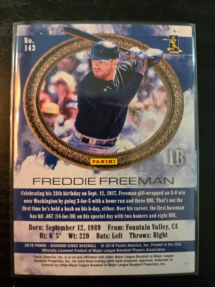 2018 Panini Diamond Kings Blue Frame Freddie Freeman #143 Braves Dodgers SP - Image 2 of 2