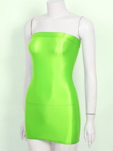 Womens Sexy Glossy Mini Dress Bodycon Tube Dress See-Through Nightwear AU - Picture 19 of 108