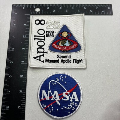 2 PATCHES 1993 25TH ANN 2ND MANNED APOLLO FLIGHT Space Mission + NASA ...