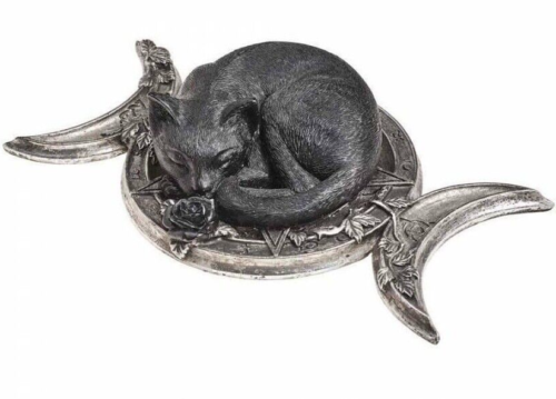Witches Familiar Ornament, Wiccan Moon Goddess Gothic Black Cat, Alchemy England - Afbeelding 1 van 5