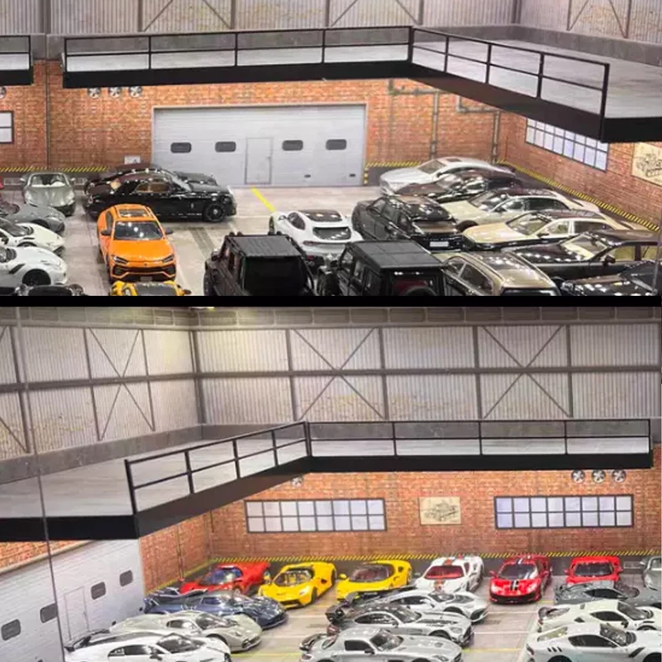 1/64 Diorama Car Garage Showroom Model LED Lighting Scene Display Model Gift US - Image 3 of 4