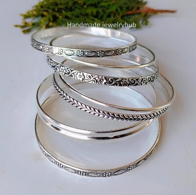 Beauteous Designer 7 Bangles 925 Sterling Silver Handcrafted Beauteous Designer 7 Bangles 925 Sterling Silver Handcrafted