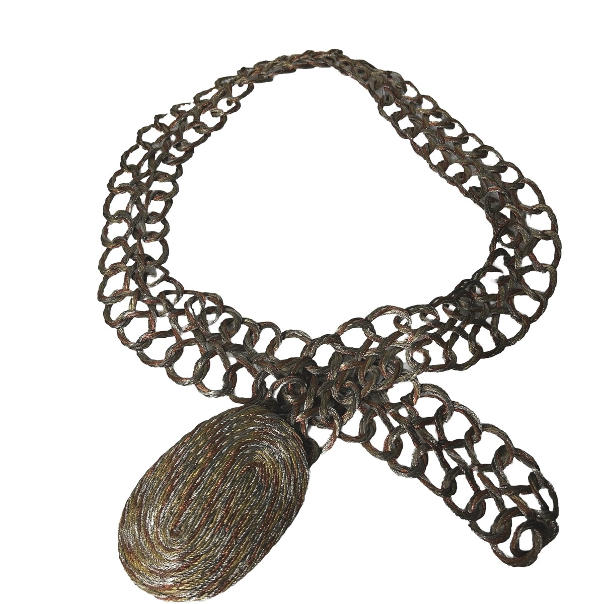 Vintage Womens Tricolor Infinity Chain Loop Metal Woven Belt  display picture 2