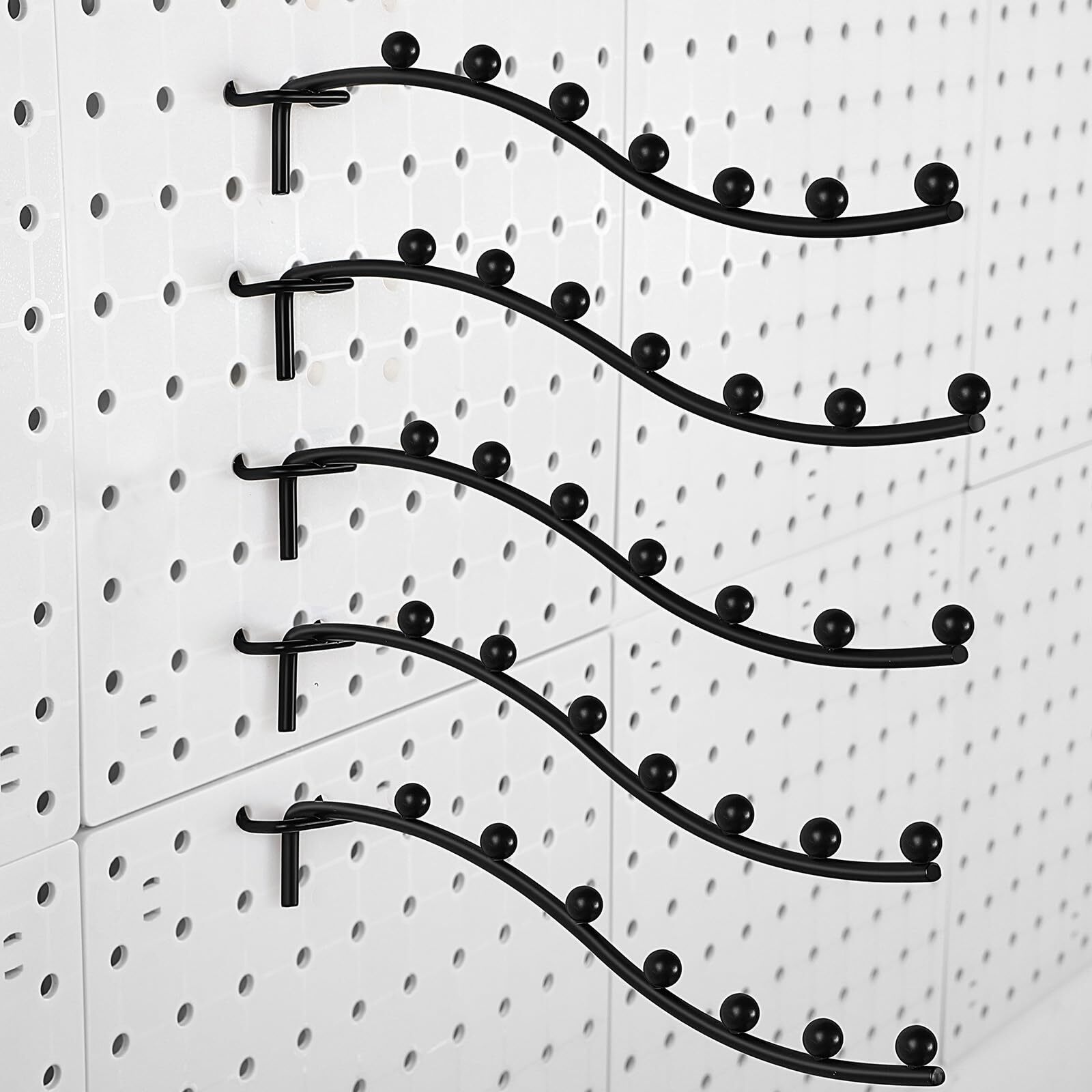 20 Pcs Pegboard Waterfall Hook 7 Station Display Hooks Fit 1/4 Inch Pegboard