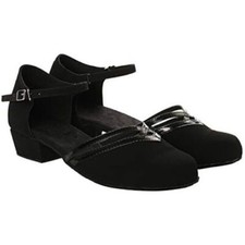 Womens Satin Salsa Dance Shoe Low Heel Ankle Strap Professional Ballroom Tango