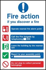 Fire Action Do not stop to collect belongings Sign or Sticker - All Sizes (FA14)
