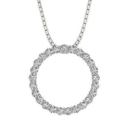 I1 G 0.45Ct Round Diamond Circle Pendant Necklace 0.60 Inch White Gold Appraisal