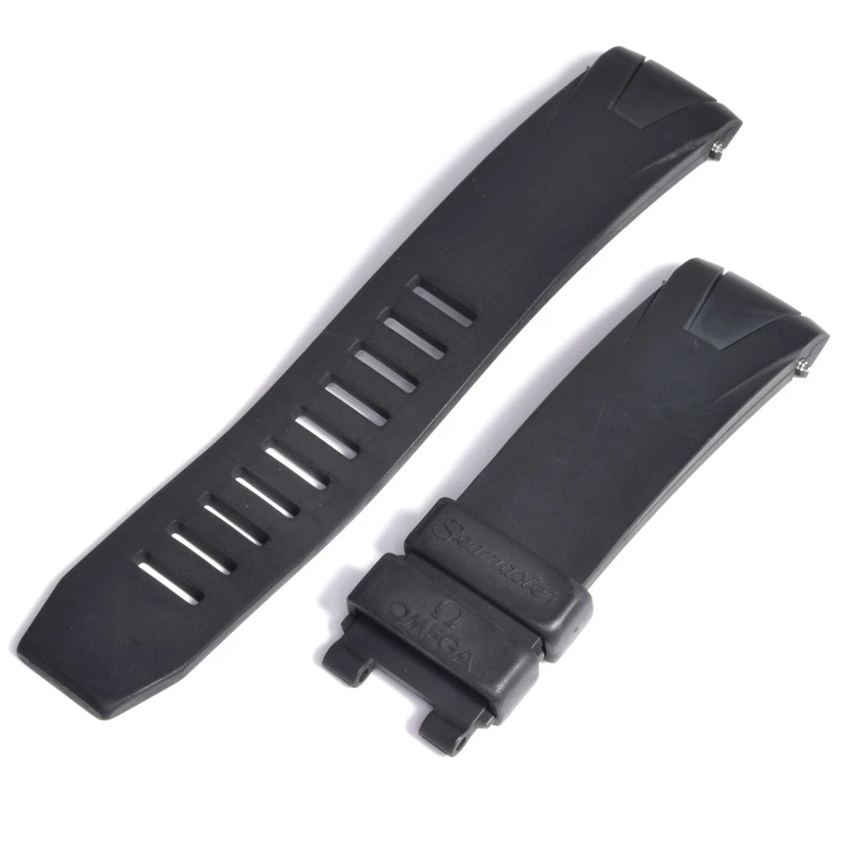 Auténtica correa de reloj Omega Seamaster de goma negra para hombre de 21 mm a 20 mm 98000087 Foto 2 de 4